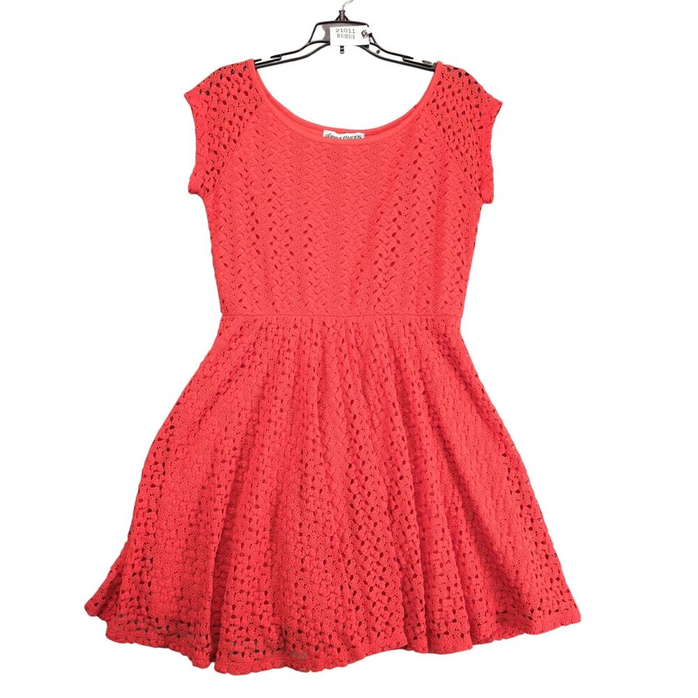 Almost Famous Orange Crochet Lace Skater Mini Dress, XL Fit & Flare Modern Boho